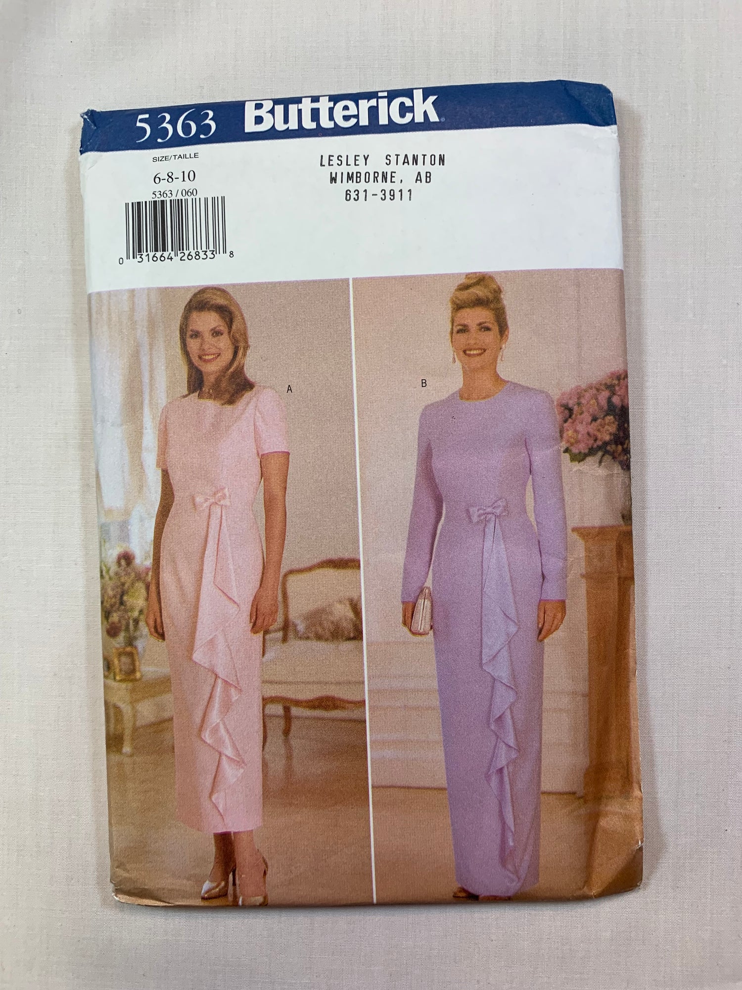 Butterick 5363 Misses' Dress, Size 6-10, Uncut, Vintage 1998