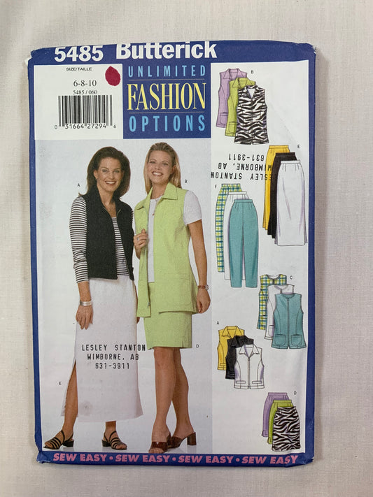 Butterick 5485 Misses' Petite Jacket, Skirt, Pants, Size 6-10, Uncut, Vintage 1998