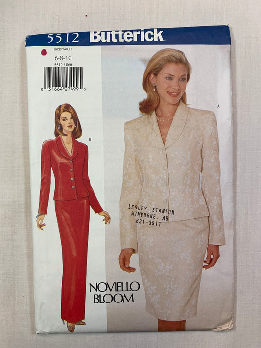 Butterick 5512 Misses' Petite Jacket, Skirt, Size 6-10, Uncut, Vintage 1998