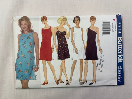 Butterick 5513 Misses'/Misses' Petite Dress, Size 6-12, Uncut, Vintage 1998