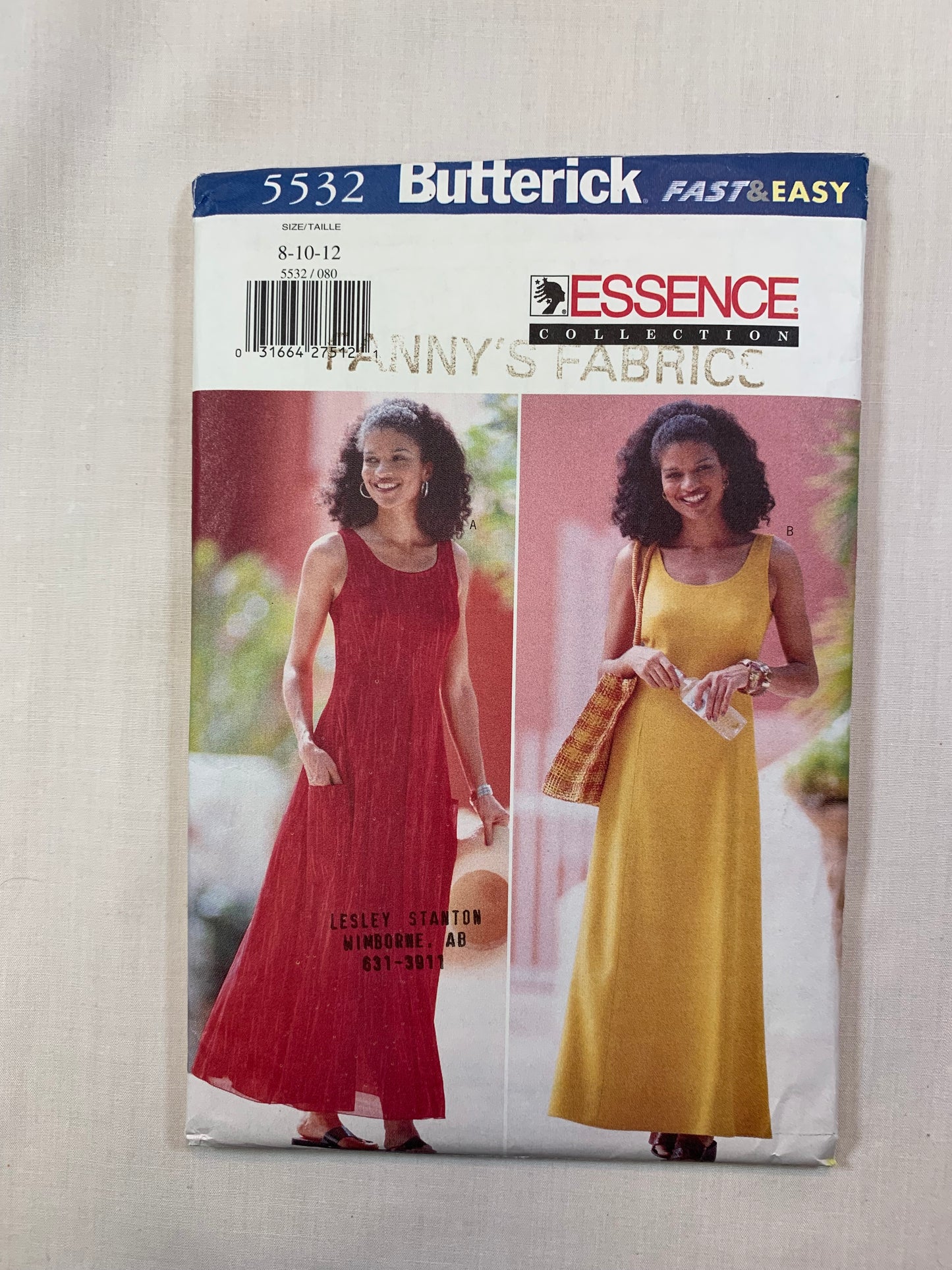 Butterick 5532 Misses' Dress Size 8-12, Uncut, Vintage 1998