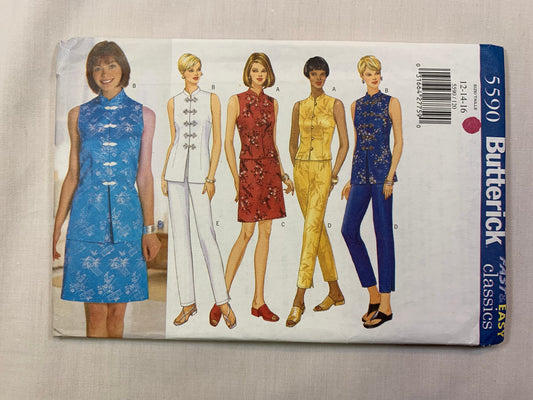 Butterick 5590, Misses'Misses' Petite, Top, Skirt, Pants, Size 12-16, Uncut, Vintage 1998
