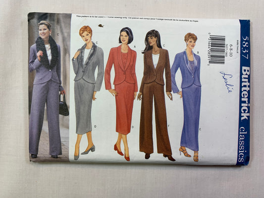 Butterick 5837 Misses' Jacket, Skirt, Pants, Size 6-10, Uncut, Vintage 1988