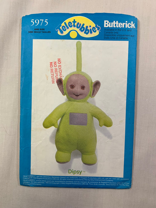 Butterick 5975 Crafts, Teletubbies Dipsy, Uncut, Vintage 1999