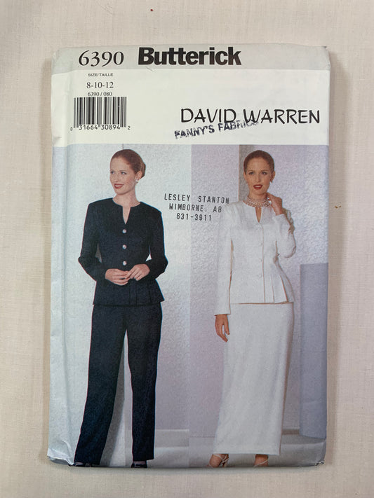 Butterick 6390 Misses' Petite Jacket, Skirt, Pants, Size 8-12, Uncut, Vintage 1999