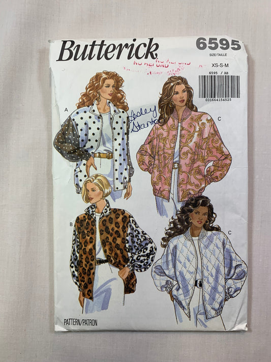 Butterick 6595 Misses' Jacket, Size 6-10, Uncut, Vintage 1993