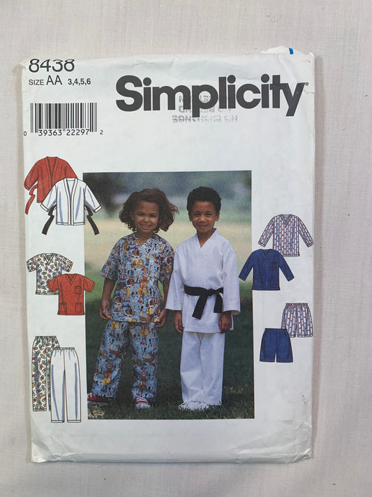 Simplicity 8438 Child's Robe, Jacket, Pants, Shorts, Tops, Size 3, Cut, Vintage 1993