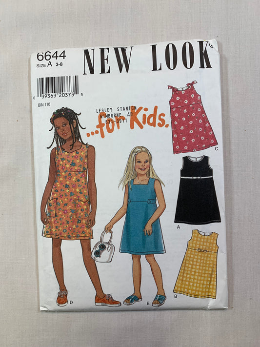Simplicity New Look 6644 Girls' Dress, Size 3-8, Uncut, Vintage 1980