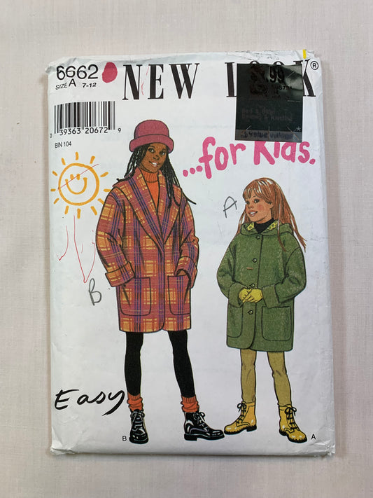 Simplicity 7689 New Look Coat, Jacket, Size 7-12, Cut, Vintage 1998