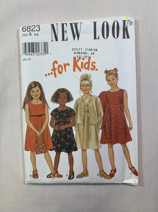 Simplicity New Look 6823 Girls' Jacket, Dress, Size 3-8, Uncut, Vintage 1999