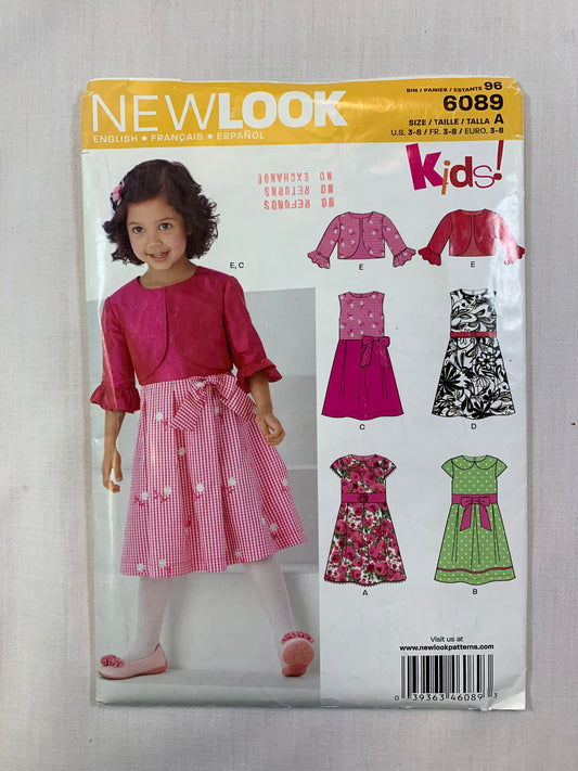 Simplicity New Look 6089 Girls' Jacket, Dress, Size 3-8, Cut, 2011