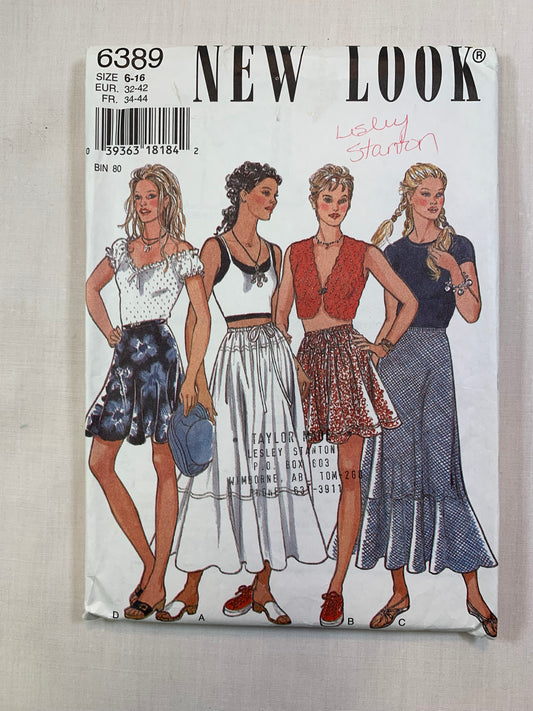 Simplicity New Look 6389 Misses' Skirts, Size 6-16, Uncut, Vintage 1995