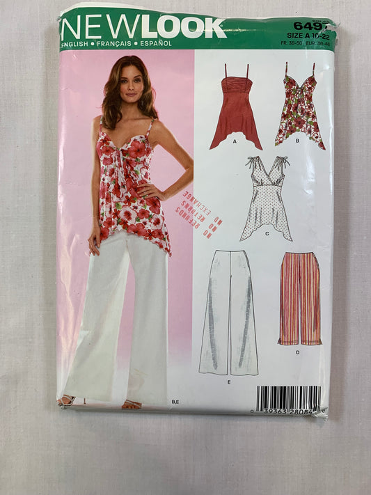 Simplicity Sewing Pattern 6497 Pants, Capri, Tunic Knit Top, Sleeveless, Tie Back, Wide Leg, Size 10-22, Uncut, 2005