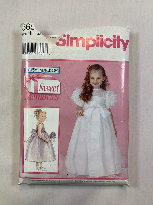 Simplicity 5651 Daisy Kingdom, Girls' Dress, Size 3-6, Cut, Vintage 1998
