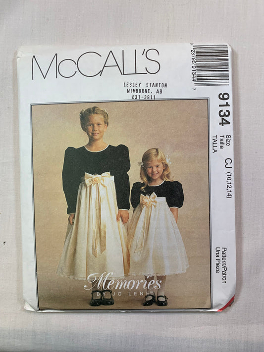 McCall's 9134 Girls' Dress, Size 10-14 Uncut, Vintage 1997