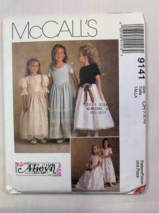 McCall's 9141 Girls' Dress, Size 7-10, Uncut, Vintage 1997