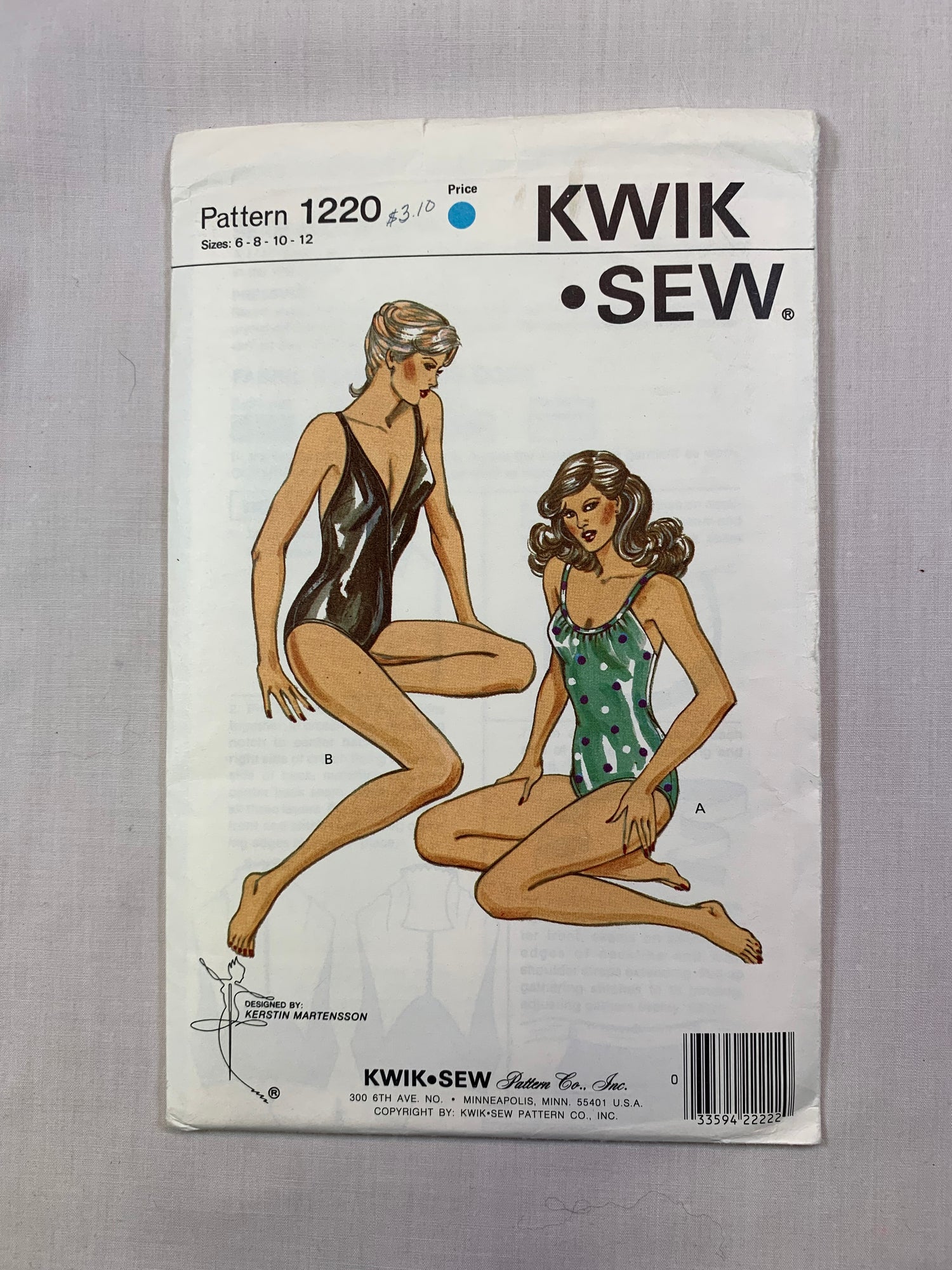 KWIK 1220 Misses' Swimsuit, Uncut, Size 6-12, Vintage 1985