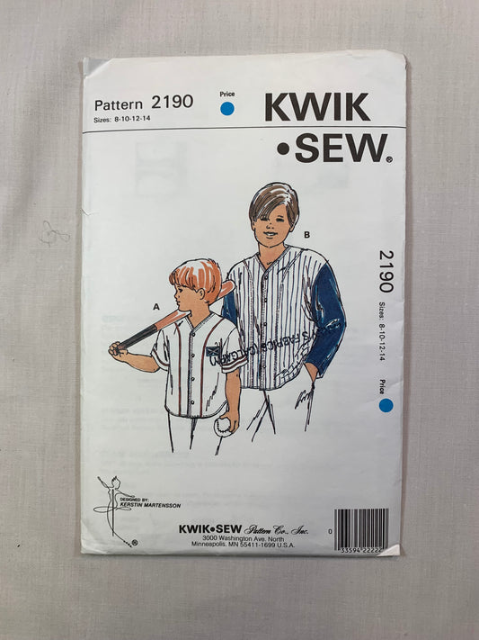KWIK 2190 Boys' Shirts, Size 8-14, Uncut, Vintage 1992