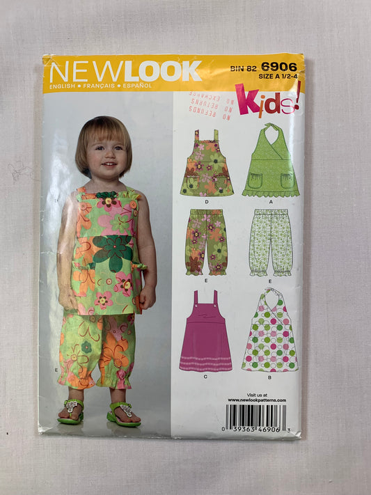 Simplicity New look Girls' Top, Pants, Dress, Size 1/2-3, Cut, 2009
