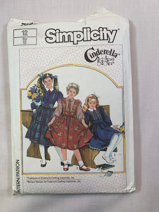 Simplicity 7627 Girls' Skirt, Blouse, Size 12, Cut, Vintage 1986