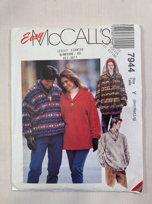 McCall's 7944 Misses' Men's Tops, Size 31-40, Cut, Vintage 1995