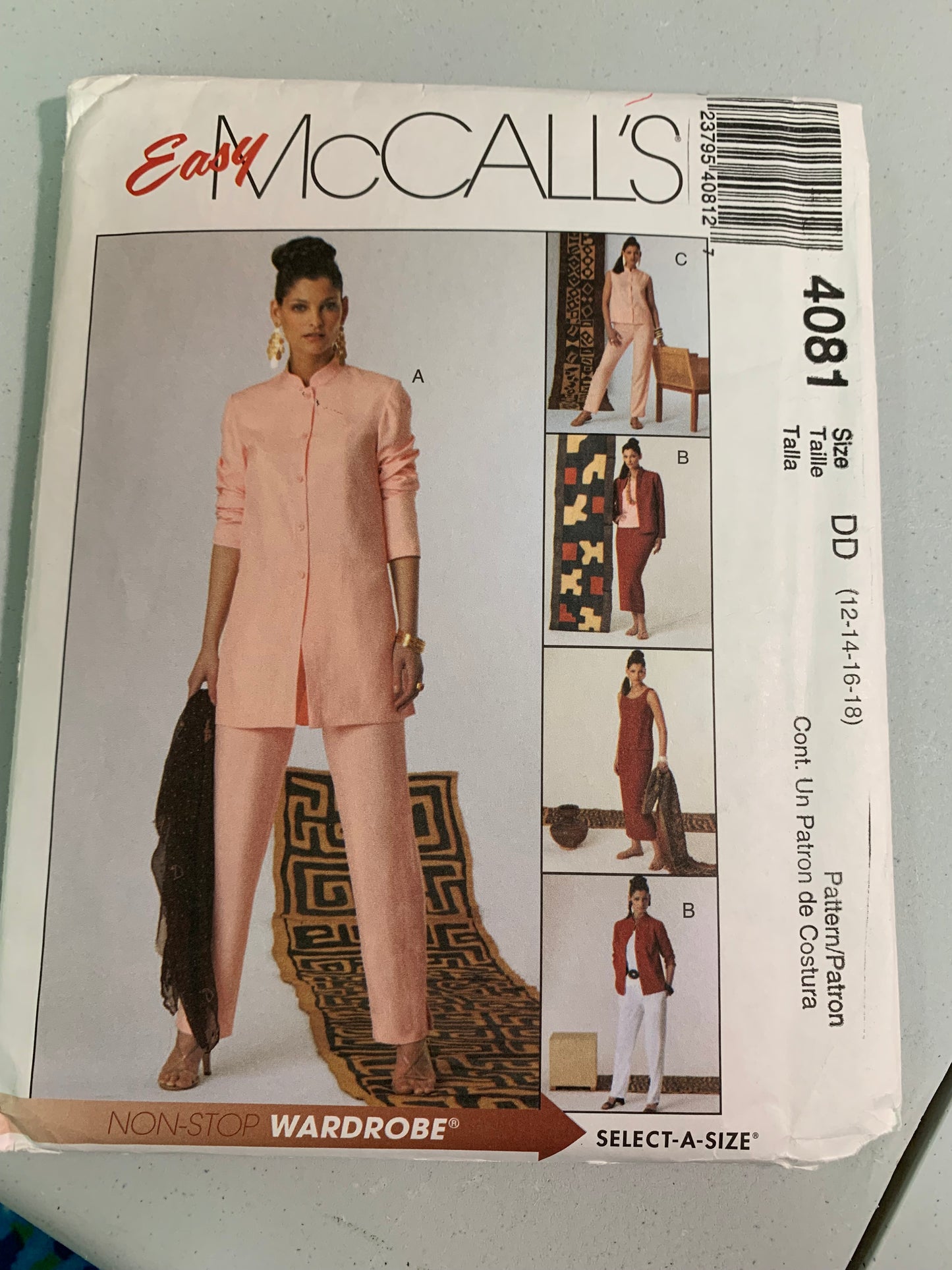 McCall's Sewing Pattern 4081 Misses'/Miss Petite Shirt-Jacket, Tank Top, Pants, Skirt, Pants, Darts, Slits, Zipper, Sleeveless, Size 12-18, Uncut, 2003