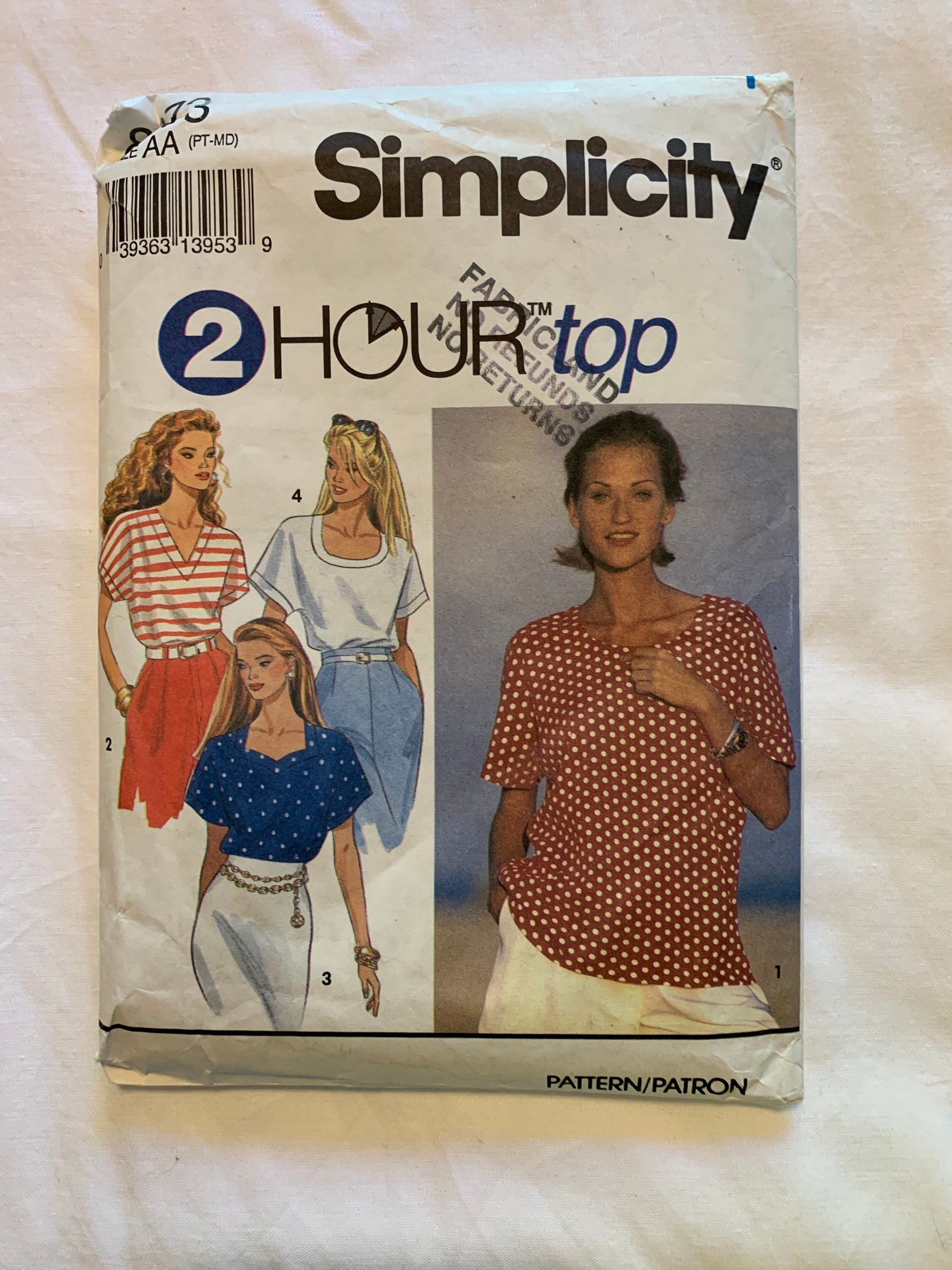 Simplicity Sewing Pattern 8373 Misses' Top, Shirt, Kimono Short Sleeves, Pullover, 4 Variations, Size 6-16, Cut, 2013