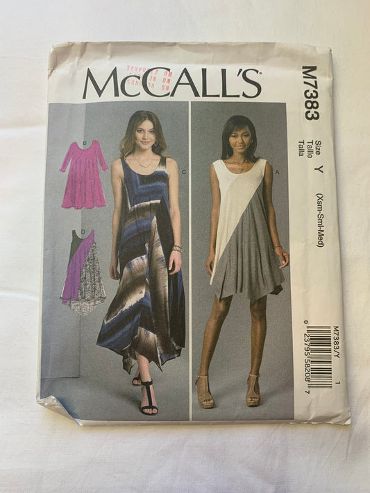 McCall's Sewing Pattern M7383 Misses' Dresses, 2 Variations, Loose-Fitting, Pullover, Sleeveless, Two Lengths, Size 4-14, Uncut, 2016