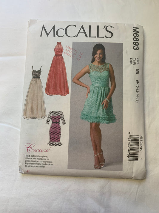 McCall's Sewing Pattern M6893 Misses' Dresses, 4 Variations, Lined, Close-Fitting, Sleeveless, Elbow Sleeves, Zipper Back, Size 4-14, Uncut, 2016