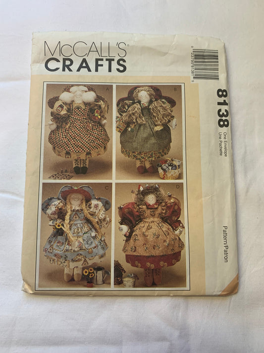 McCall's Sewing Pattern 8138 Angel Dolls, Cooking Doll, Garden Angel, Bird Angel, Uncut, Vintage 1996