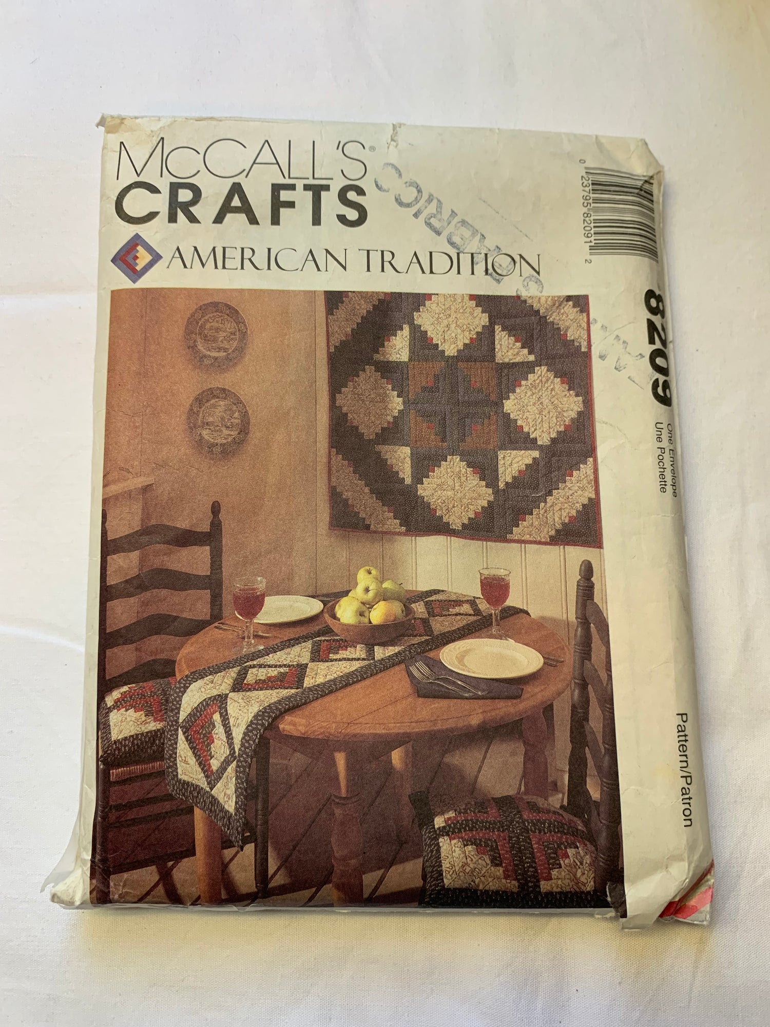 McCall's Sewing Pattern 8209 Crafts, American Tradition, Wall Hanging, Table Runner, Chair Pad, Placemat, Apron, Cut, Vintage 1985