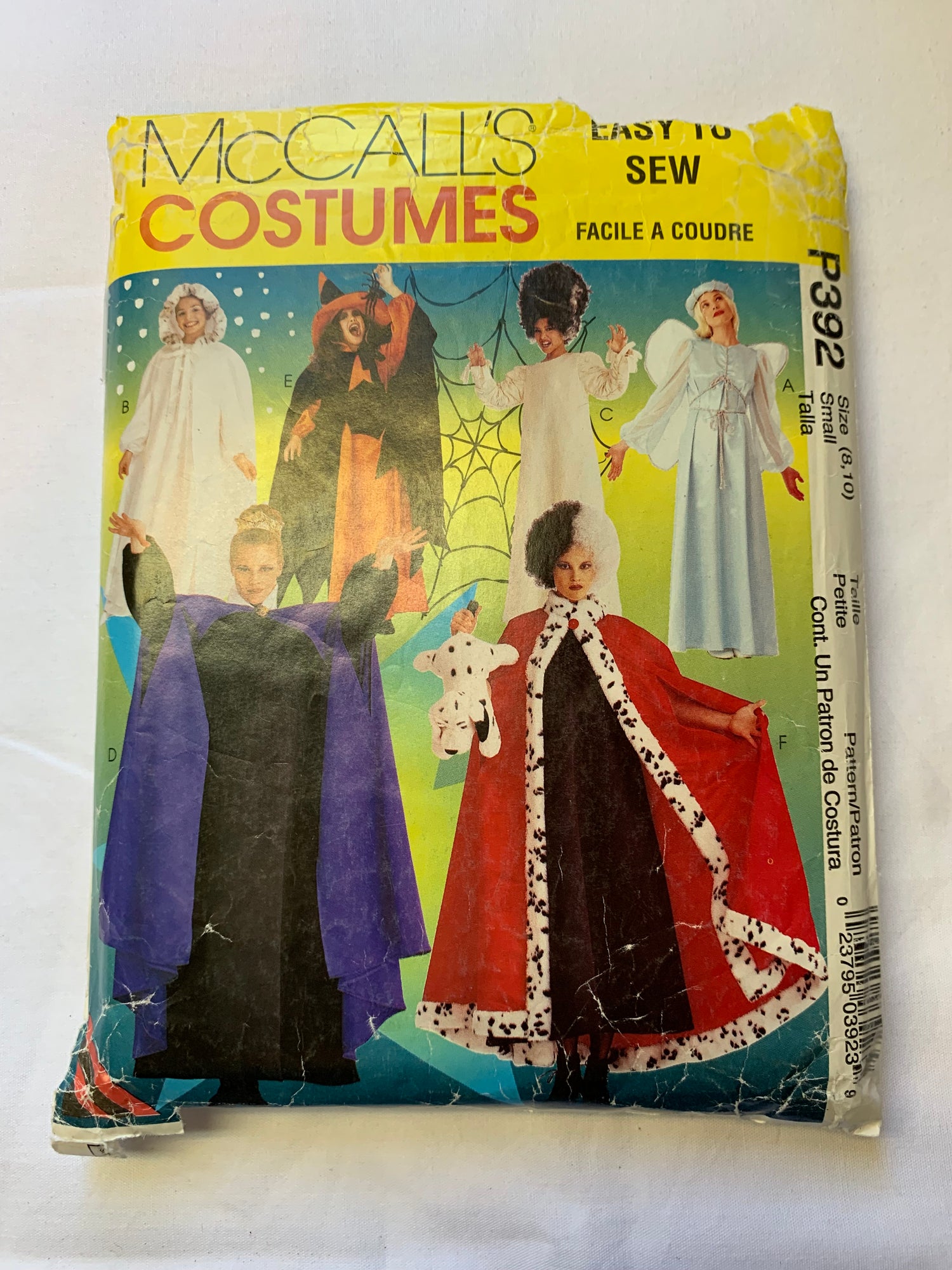 McCall's P392 Misses' Girl's Costumes, Halloween, Dress-Up, Maid Marion, 6 Costumes, Witch, Elvira, Angel, Princess, Quilla De Ville, Size 8-10, Cut, Vintage 1997