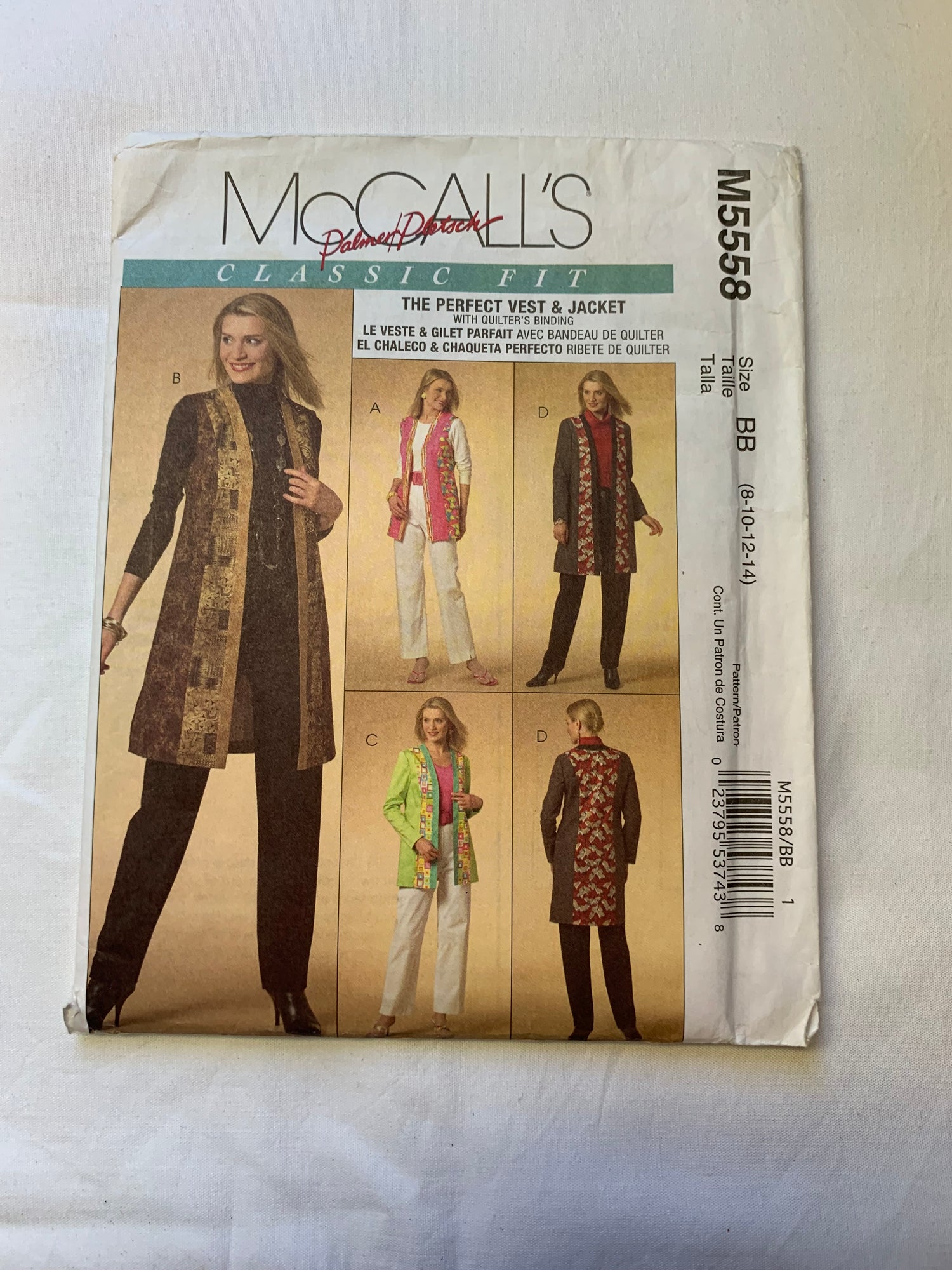 McCall's Sewing Pattern M5558 Misses' Vest, Jacket, Two Lengths, Unlined, Princess Seams, Slits, Panels, Long Sleeves, Sleeveless, Size 8-14, Cut, 2007