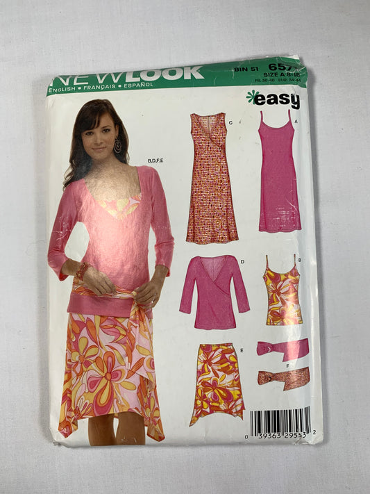 Simplicity New Look Sewing Pattern 6571 Misses' Dress, Skirt, Top, Belt, Long Sleeves, Sleeveless, Pullover, Size 8-18, Uncut, 2006