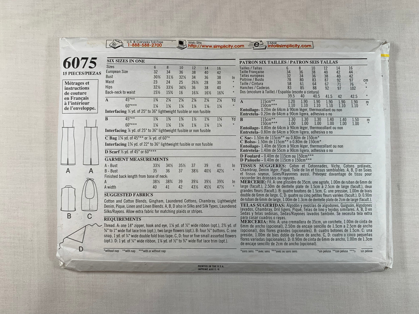 Simplicity New Look Sewing Pattern 6075 Misses' Dress, Top, Scarf, Bag, Purse, Sleeveless, Shoulder Straps, Size 6-16, Uncut, 2006