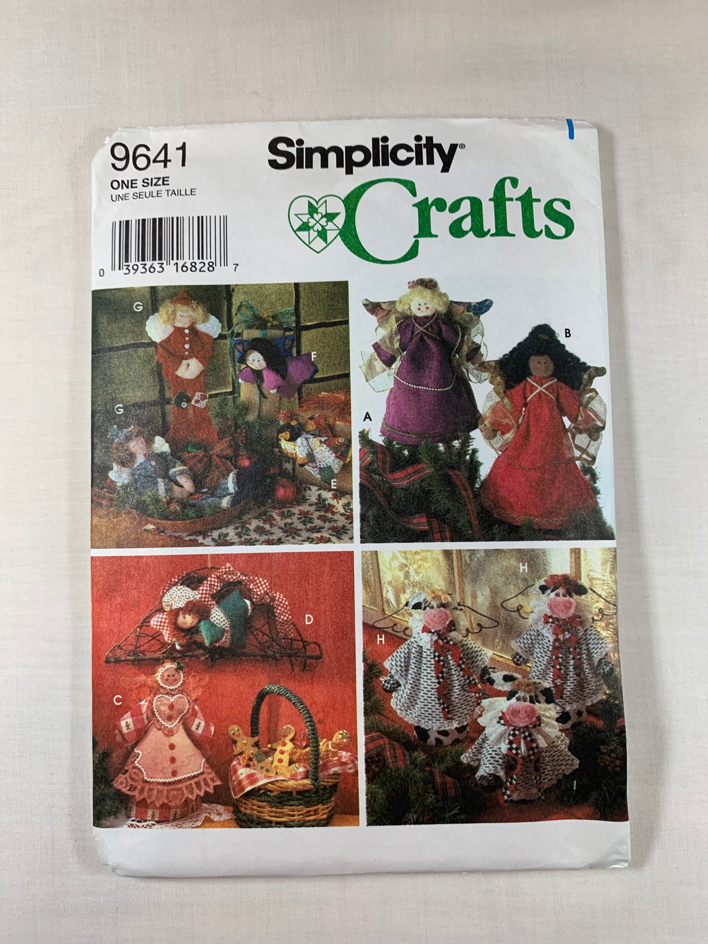 Simplicity Sewing Pattern 9641 Holiday, Ornaments, Angel Tree Topper, Flying Angel, 9 Variations, Christmas, Uncut, Vintage 1995