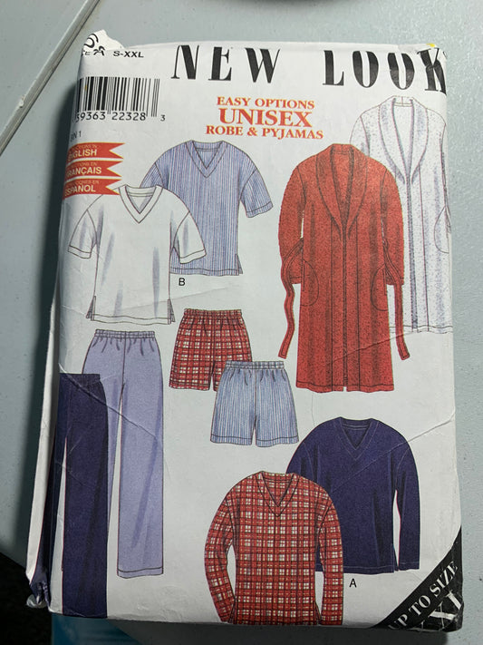 Simplicity New Look Sewing Pattern 6816 Men's Pajamas, Pants, Shorts, Robe, Top, Elastic Waist, Sleepwear, Size 34-52, Uncut, 2003