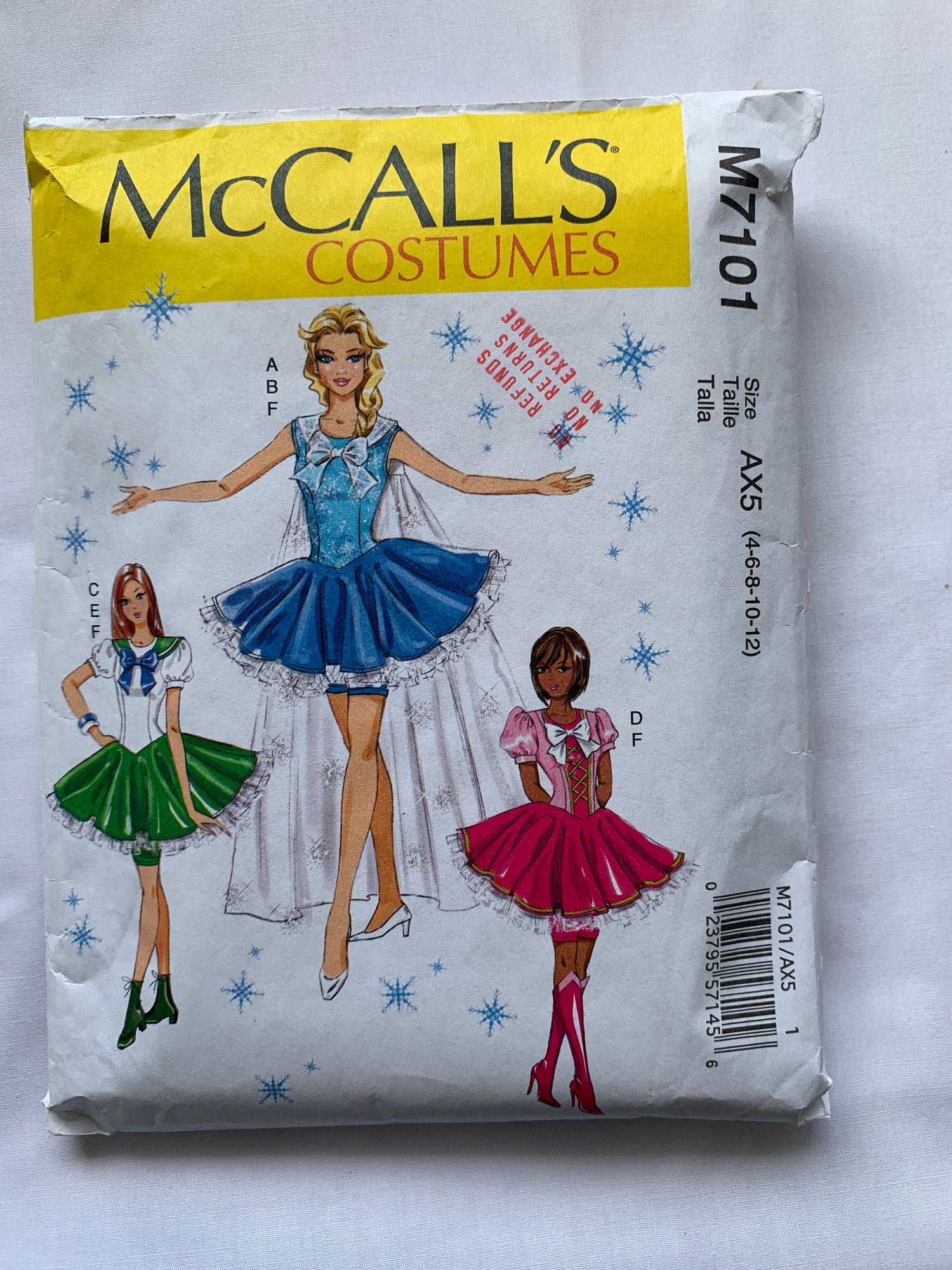 McCall's Sewing Pattern M7101 Misses' Costumes, Halloween, Dress-Up, Dress, Two Lengths, Flared Skirt, Princess Seams, Close-Fitting, Size 4-12, Cut, 2015