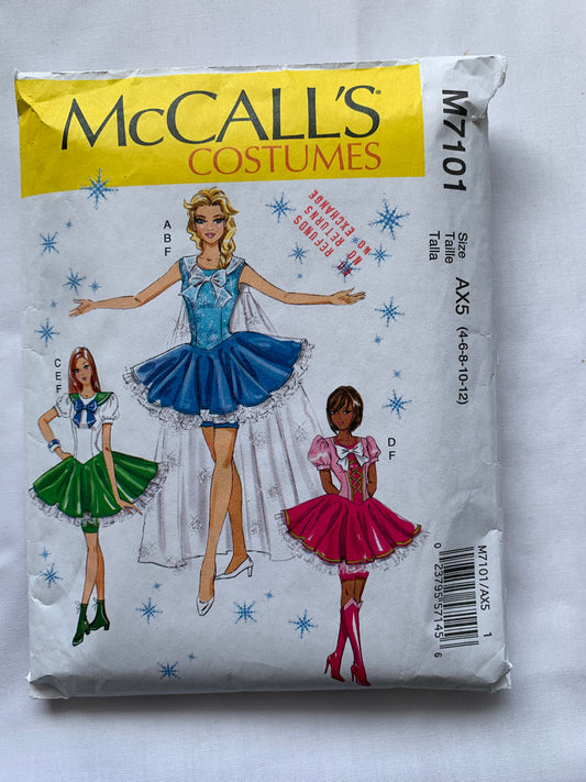McCall's Sewing Pattern M7101 Misses' Costumes, Halloween, Dress-Up, Dress, Two Lengths, Flared Skirt, Princess Seams, Close-Fitting, Size 4-12, Cut, 2015