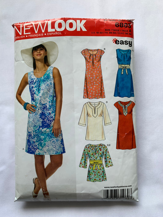 Simplicity New Look Sewing Pattern 6803 Misses' Dress, Tunic, Sleeveless, Long/Short Sleeves, Two Lengths, 5 Variations, Size 10-22, Cut, 2011