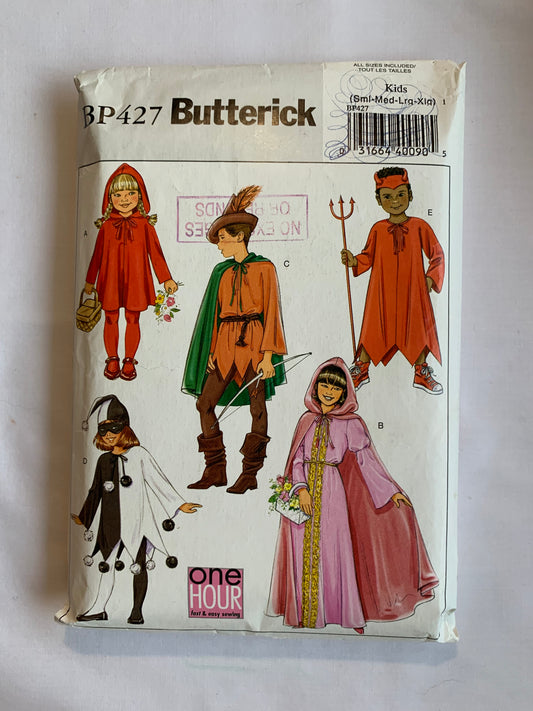 Butterick Sewing Pattern BP427 Children's/Boys'/Girls' Costume, Halloween,Robing Hood, Little Red Riding Hood, Devil, Princess, Clown, Cut, 2004