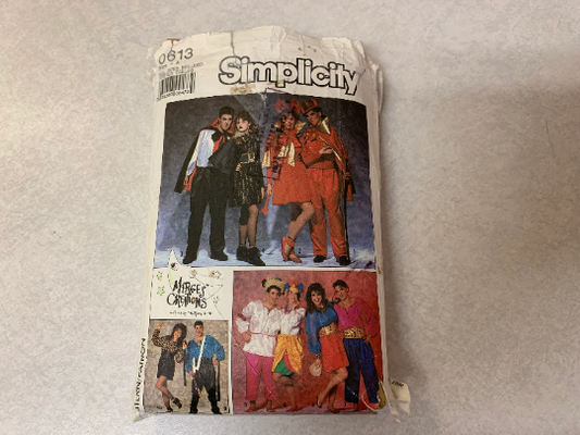 Simplicity Sewing Pattern 0613 Misses', Men's, Teens, Costumes, Halloween, Party, Devil, Vampires, Cape, Pants, Cut, Size XS-LG