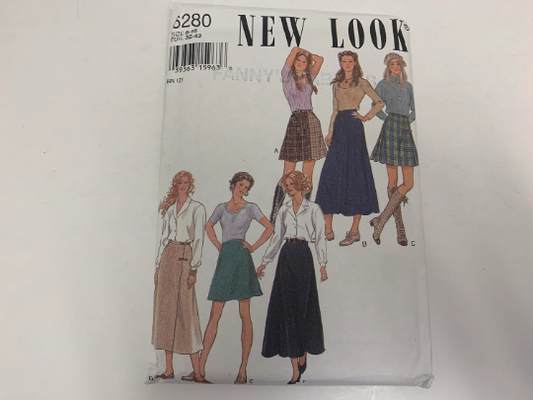 Simplicity Sewing Pattern, New Look 6280 Misses' Skirts, Three Lengths, Button Front, 6 Variations, Teens', Pleats, Size 6-16, Uncut, Vintage 1994