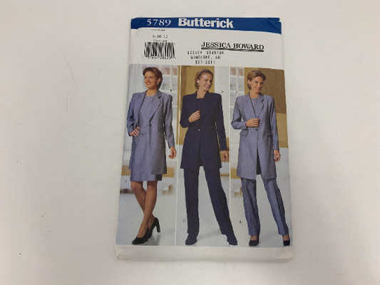Butterick Sewing Pattern 5789 Misses' Jacket, Top, Skirt, Pants, Loose-Fitting, Long Sleeves, Sleeveless, Shoulder Pads, Size 8-12, Uncut, Vintage 1998