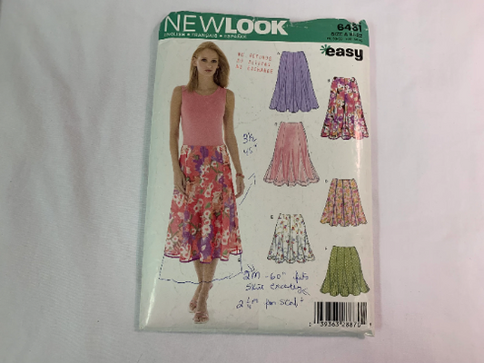 Simplicity New Look Sewing Pattern 6461 Misses' Skirts, 6 Variations, Flared, Panels, Zipper, Various Lengths, Size 16, Cut, Vintage 1999