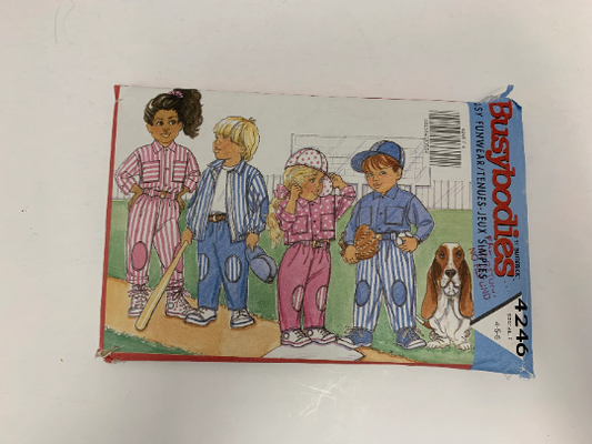 Butterick Sewing Pattern 4246 Toddlers' Jacket, Shirt, Pants, Loose-Fitting, Collar, Pockets, Long Sleeves, Pleat, Size 4-6, Cut, Vintage 1989