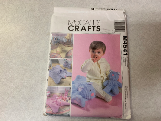 McCall's Sewing Pattern M4541 Crafts, Mats, Toys, Playmats, Kitten, Puppy, Bunny, Bear, Baby, Blankets, Stuffies, Uncut, 2004