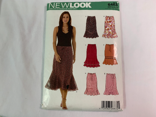 Simplicity New Look Sewing Pattern 6463 Misses' Skirts, 6 Variations, Flared, Wrap, Tie Waist, Size 8-16, Uncut, 2006
