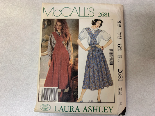 McCall's Sewing Pattern 2681 Misses' Jumper, Dress, Front Buttoned Blouse, Long/Short Sleeves, Zipper, Pockets, Pleats, Size 12, Uncut, Vintage 1986