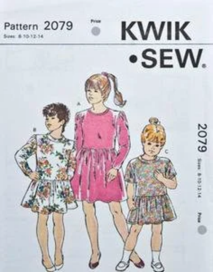KWIK 2078 Girls' Dress, Size 4-14, Uncut, Vintage 1988